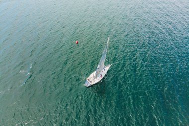 Yelkenli Yatlar. Serisi tekneler ve gemiler. Uçak fotoğraf