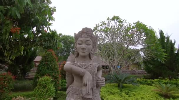 Statue Pierre Sacrée Dans Parc Naturel Forêt Singes Dans Village — Video