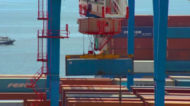 Vladivostok Russie Août 2018 Port Commercial Avec Navire Industriel Déplaçant — Video