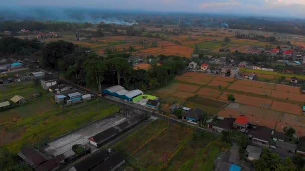 Letecký snímek venkovské oblasti v Ubudu vesnici na ostrově Bali — Stock video