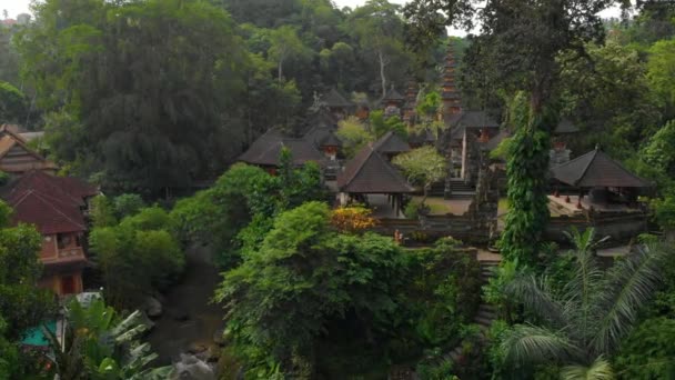 Zdjęcia Lotnicze Świątyni Pura Gunung Lebah Mieście Ubud Wyspie Bali — Wideo stockowe