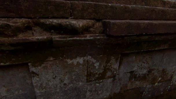 Slowmotion steadicam shot of a young woman and her little son visiting the Taman Ayun royal palace on the Bali island — Stock Video