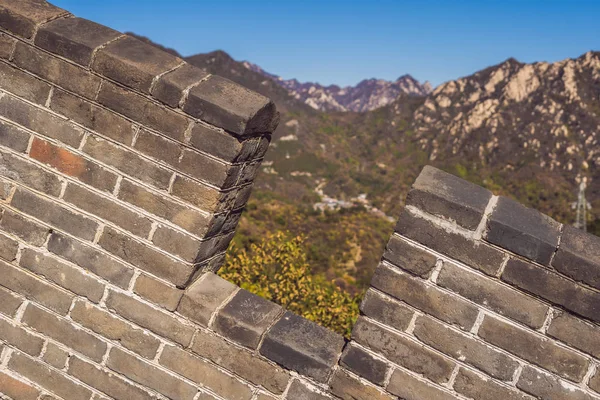 La Grande Muraglia cinese. Grande muraglia cinese è una serie di fortificazioni in pietra, mattoni — Foto Stock