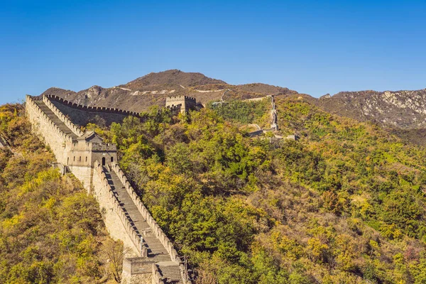 La Grande Muraille de Chine. Grande Muraille de Chine est une série de fortifications en pierre, brique — Photo