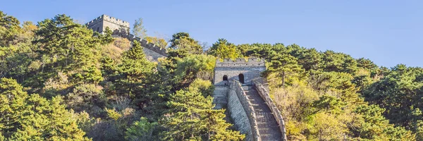 The Great Wall of China. Great Wall of China is a series of fortifications made of stone, brick BANNER, LONG FORMAT