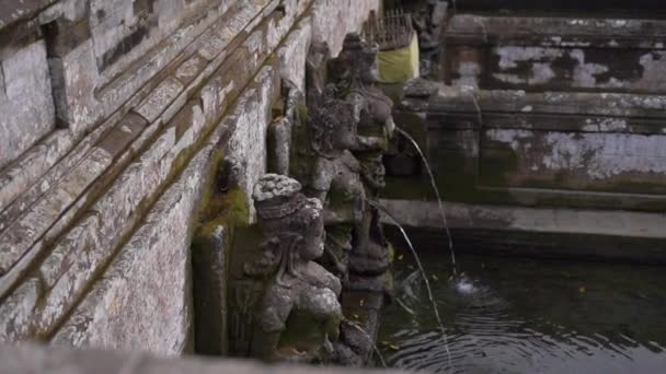 在巴厘岛乌布村的果阿加哈地区, 圣泉的缓慢拍摄 — 图库视频影像