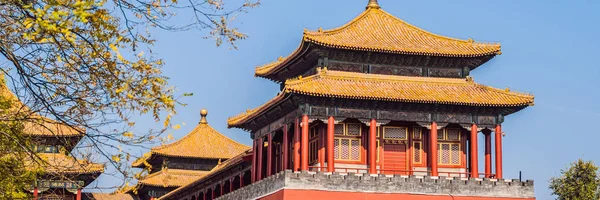 Αρχαία βασιλικά παλάτια στην απαγορευμένη πόλη στο Πεκίνο, Κίνα Banner, μεγάλη μορφή — Φωτογραφία Αρχείου