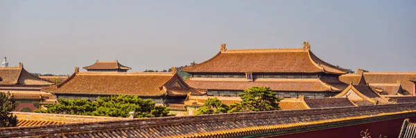 Gamla kungliga palatsen i den förbjudna staden i Peking, Kina Banner, långt Format — Stockfoto