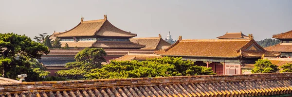 Gamla kungliga palatsen i den förbjudna staden i Peking, Kina Banner, långt Format — Stockfoto