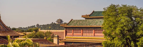 Oude koninklijke paleizen van de verboden stad in Peking, China de Banner, lange notatie — Stockfoto