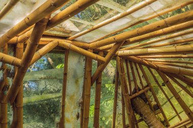 Bambu köy, geleneksel evleri Bali adasının merkezinde saz çatılı bambu tarafından inşa edilmiştir. Çok özgün ve yeşil kavramı.