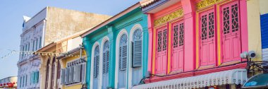 Phuket Town Portugese tarzı Romani Sokak. Ayrıca Chinatown veya eski şehir Banner, Uzun Format denir