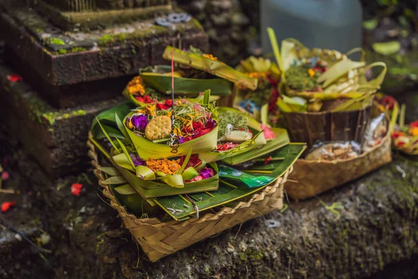 Offres quotidiennes - canang sari est très important à Bali, Indonésie — Photo