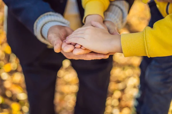 A childs hand holding the hand of an old man — Stock Photo, Image