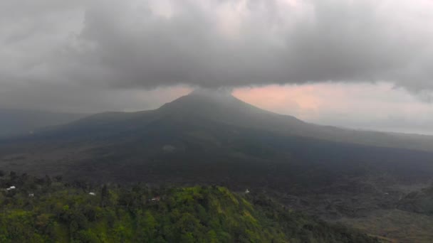 Aerial shot of the Batur volcano on the Bali island, Indonesia — Stock Video