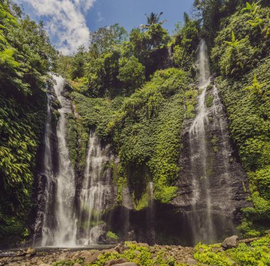 Endonezya, Bali 'deki güzel tropikal Sekumpul Şelalesi
