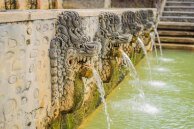 Termal su ağzından heykel Kaplıcalar banjar, bali, Endonezya, serbest