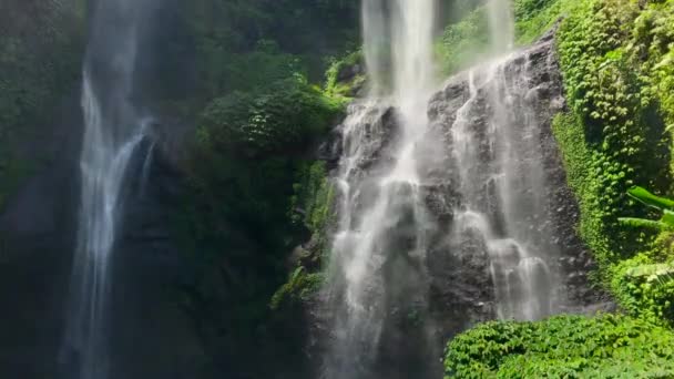 Cachoeira Sekumpul, a maior cachoeira da ilha de Bali. Tiro em um telefone — Vídeo de Stock