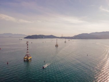 Nha Trang plajındaki teleferik. İHA 'dan hava görüntüsü
