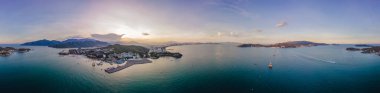 Nha Trang plajındaki teleferik. İHA 'dan hava görüntüsü