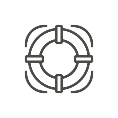 Hayat şamandıra simge vektör. Satır yeleğini sembolü izole. Modaya uygun düz sos anahat UI işareti bir tasarım. Web sitesi, mobil uygulama için ince lineer grafik piktogram. Logo illüstrasyon. Eps10.