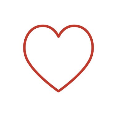 Kırmızı kalp simge vektör. Çizgi rengi aşk sembolü izole. Trendy düz anahat UI işareti tasarım. Web sitesi, mobil uygulama için ince lineer grafik piktogram. Kalp gibi logo. Eps10.