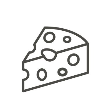 Peynir simge vektör. Satır süt ürün simgesi izole. Trendy düz anahat UI işareti tasarım. Web sitesi, mobil uygulama için ince lineer parça peynir grafik piktogram. Logo illüstrasyon. Eps10.