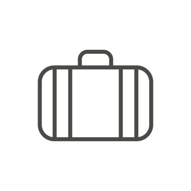 Bavul simge vektör. Satır Bagaj sembolü izole. Trendy düz anahat UI işareti tasarım. Web sitesi, mobil uygulama Logo illüstrasyon için ince doğrusal seyahat çanta grafik piktogram. Eps10.