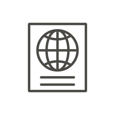 Pasaport simge vektör. İzole Lineidentity belge simgesi. Trendy düz anahat UI işareti tasarım. Web sitesi, mobil uygulama Logo illüstrasyon için ince lineer grafik piktogram. Eps10.
