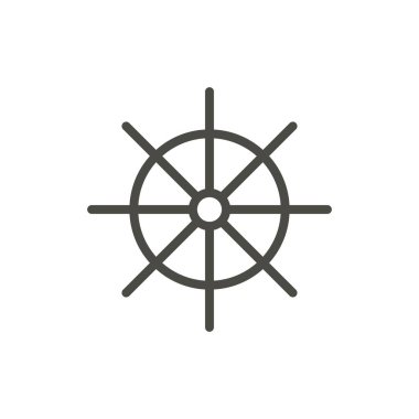 Gemi tekerlek simge vektör. İzole satır sembolü. Trendy düz anahat UI işareti tasarım. Web sitesi, mobil uygulama Logo illüstrasyon için ince doğrusal tekne tekerlek grafik piktogram. Eps10.