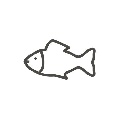 Balık simge vektör. İzole satır sembolü. Trendy düz anahat UI işareti tasarım. Web sitesi, mobil uygulama Logo illüstrasyon için ince doğrusal balık grafik piktogram. Eps10.