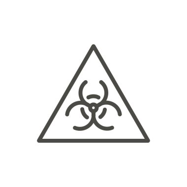 Biyolojik tehlike uyarı simge vektör. Satır virüs sembolü izole. Trendy düz dikkat anahat UI işareti tasarım. Web sitesi, mobil uygulama Logo illüstrasyon için ince lineer grafik piktogram. Eps10.