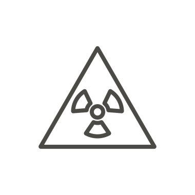 Radyoaktif uyarı simge vektör. Satır toksik sembolü izole. Trendy düz anahat UI işareti tasarım. Web sitesi, mobil uygulama Logo illüstrasyon için ince doğrusal radyasyon grafik piktogram. Eps10.