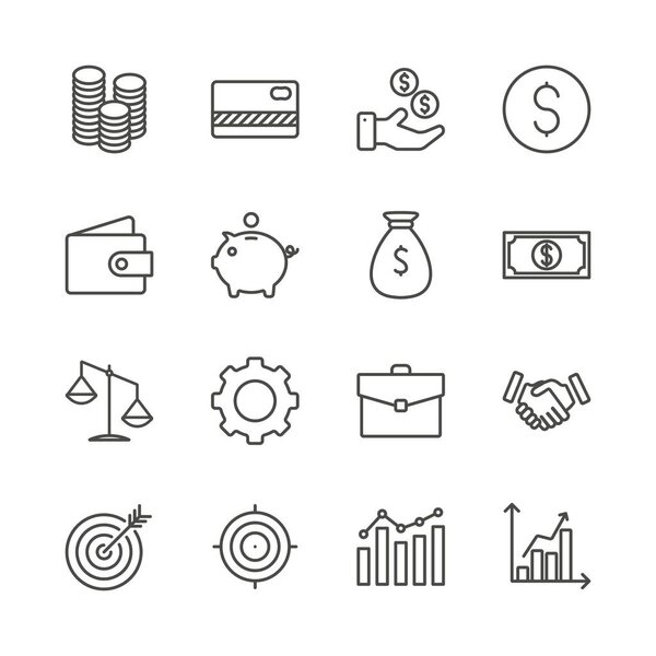 Money set icon vector. Outline finance collection. Trendy flat banking sign design. Thin linear graphic pictogram isolated for web site, mobile application. Logo illustration. Eps10.