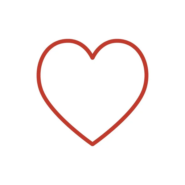 Czerwone Serce Wektor Symbol Miłości Kolor Linia Białym Tle Modny — Wektor stockowy