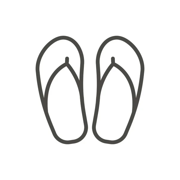 Flip Flop Vector Icono Línea Playa Chanclas Símbolo Aislado Trendy — Vector de stock