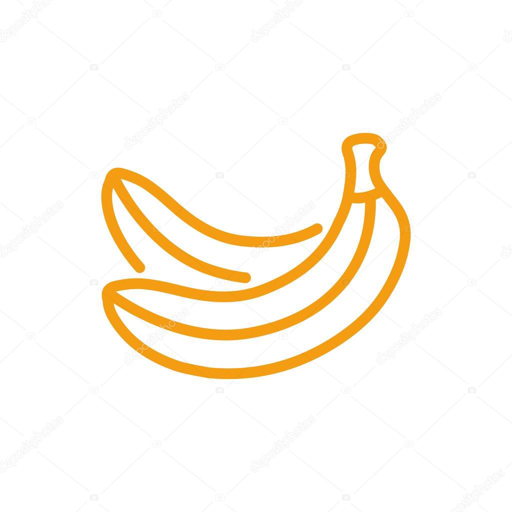 Yellow banana icon vector. Line color fruit symbol isolated. Trendy flat outline ui sign design. Thin linear banana graphic pictogram for web site, mobile app. Logo illustration. Eps10.