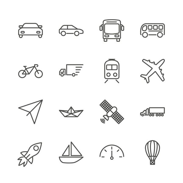 Transport set icon vector. Outline transportation collection. Trendy flat auto sign design. Thin li