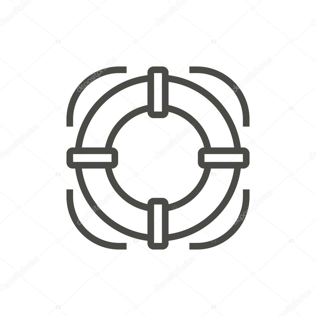 Life buoy icon vector. Line lifebelt symbol isolated. Trendy flat sos outline ui sign design. Thin linear graphic pictogram for web site, mobile application. Logo illustration. Eps10.
