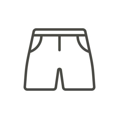 Şort simge vektör. Satır yaz giysileri sembolü izole. Trendy düz anahat UI işareti tasarım. İnce l