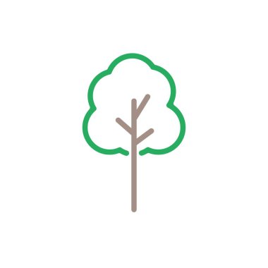 Yeşil ağaç simge vektör. Çizgi rengi doğa sembolü izole. Trendy düz anahat UI işareti tasarım. Web sitesi, mobil uygulama için ince lineer grafik piktogram. Logo ağaç illüstrasyon. Eps10.