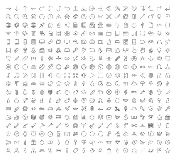 Thin line icons set vector. Internet, business, arrow... symbols isolated. Trendy flat outline ui s — Stock Vector