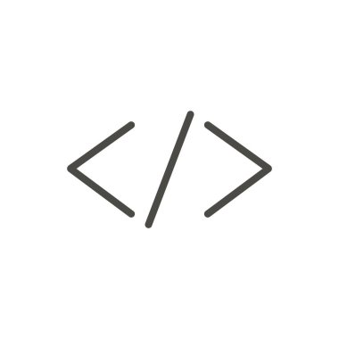 Kod simge vektör. Kodlama, satır web sitesi sembolü anahat.