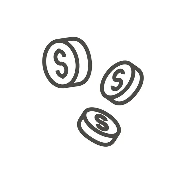 Vettore delle icone delle monete cadenti. Definire i soldi. Linea simbolo di cassa . — Vettoriale Stock