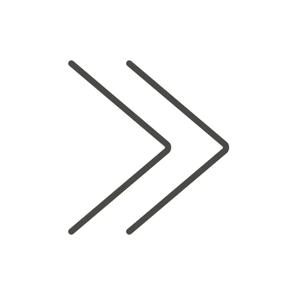 Icon-Vektor mit doppelten Kreuzungen. schnell vorwärts, als nächstes, Zeilensymbol überspringen. — Stockvektor