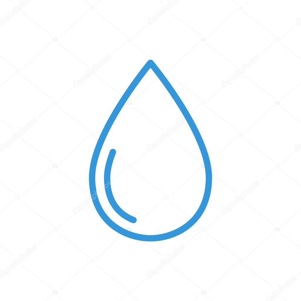 Blue water drop icon vector. Line nature symbol isolated. Trendy flat outline ui sign design. Thin linear rain drop graphic pictogram for web site, mobile application. Logo illustration. Eps10.