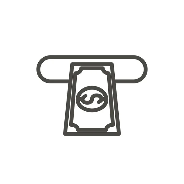 Empfangen Sie Bargeld ATM Symbol Vektor. skizzieren Bankgeschäfte. Zeilenzahlungssymbol. — Stockvektor