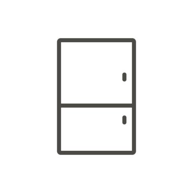 Buzdolabı simge vektör. Anahat buzdolabı, çizgi mutfak sembolü.