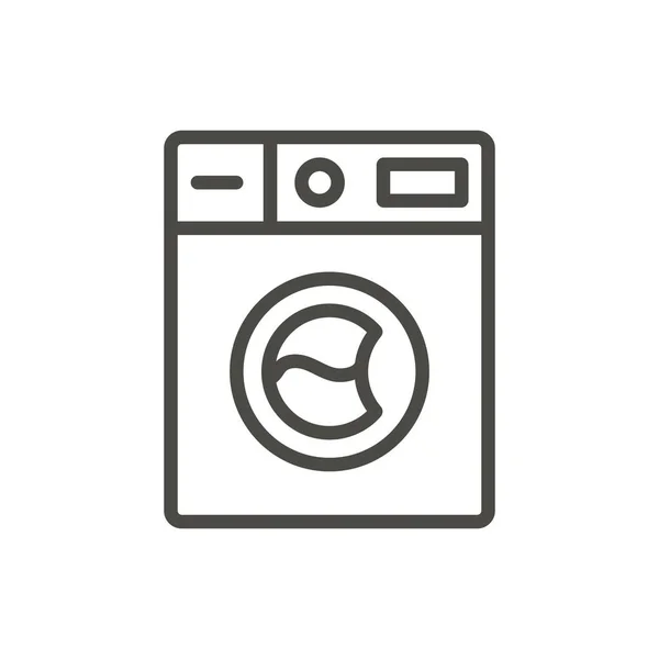 Wassen machine pictogram vector. Overzicht wasmachine, lijn Wasserij symbool. — Stockvector