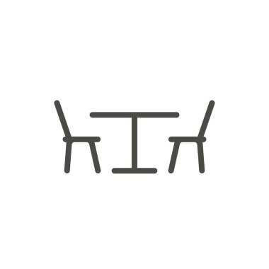 Masa sandalye simge vektör. Satır Restoran sembol.